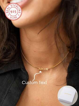 1個 カスタマイズ可能 925スターリングシルバー ミニマリスト エジプト風ネックレス、英語の名前、日付、数字をカスタマイズ可能、バレンタインデー、パーティー、バンケット、記念日、誕生日に最適、高品質ジュエリーアクセサリーと女性への贈り物、学用品、入学、学校、オフィス、大学、同僚、寮、ブラック、シルバー、ゴールド、カスタム、記念日、誕生日、卒業、プロム、パーティー向け