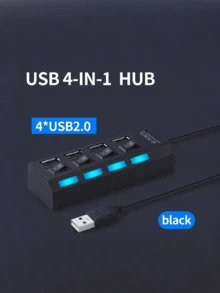 1 个 7 端口/4 端口 USB 2.0 集线器适配器、带 LED 灯的 USB 充电器、独立电源开/关开关、USB 底座、电源适配器、5V 1A USB 充电站，适用于电脑、平板电脑、笔记本电脑 - 黑色 - 查看 13