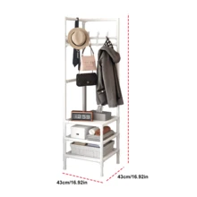 Lislark Eckgarderobe Metall Kleiderstange Schuhregal mit 3 Ablagen 10 Haken 43x43x178cm,Garderobenständer 10 haken Schuhregal Sitzfläche Stahlrohr Flurgarderobe Eck - Weiss - Übersicht 3