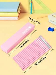 12支/套 可定制姓名印花粉蓝铅笔，个性化铅笔，适合小学生，学校书写考试礼物，教师礼物，返校礼物，派对礼品，生日礼物，企业礼品，优雅定制铅笔，送给他的礼物，送给朋友的礼物，可定制教师铅笔，现代，可爱，适合作为生日礼物 - 彩色 - 查看 9