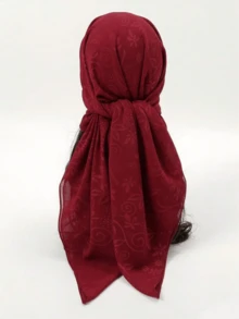 1pc Cashew Flower Embossed Chiffon Large Square Scarf With Rolled Edges, Suitable For Daily Use, Minimalist Totem Design, 60cm Spring/Summer Small Square Scarf For Women, Elegant Faux Silk Neckerchief, Versatile