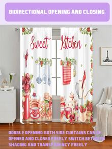 2 Peças Cortinas Blackout de Decoração de Cozinha de 110g, Cortinas com Tema de Haste, Bloqueando a Luz Solar e o Brilho, Deixando o Ambiente Mais Escuro, Reduzindo os Raios UV e o Calor e Protegendo a Privacidade, Adequado para Sala de Estar, Quarto, Quarto de Crianças, Quarto, Jardim de Infância, Uso em Quartos de Crianças e Jovens, Adequado para Cozinha, Quarto, Banheiro, Toalete e Outros Cenários