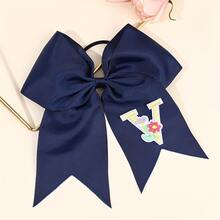1pc Letter Print Big Bow Hair Scrunchie, 26 Letters A-Z Embroidered Polyester Girly Hair Accessory, Student Initial Letter Hair Tie - Multicolor - View 23