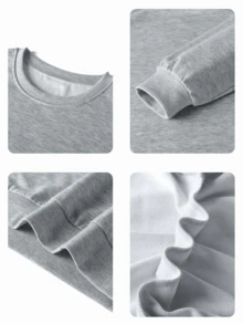 1pc Girls Casual Printed Pullover Crew Neck Sweatshirt, Autumn/Winter Student Young Clothing Long Sleeve Top - The Ultimate Crew Neck Sweatshirt Series For Every Young Trendsetter - Grey - View 5