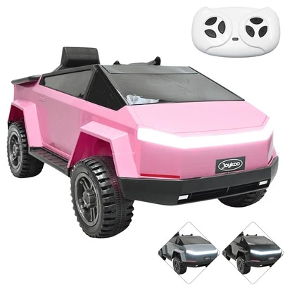 Joykoo Montable electrico para ninos cyber model truck con luces y sonido bateria 12v control remoto bluetooth vehiculo infantil con asiento cinturon transmision segura ruedas resistentes diseño realista mando a distancia para padres divertido educativo ideal para exterior y fiestas regalo premium