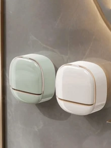 1个免钻孔壁挂式皂盘，现代简约壁挂式皂盘，适用于浴室水槽和淋浴间，配有优雅的金色边缘自排水皂盒，易于安装，无需工具，延长皂液寿命，防止混淆，采用ABS塑料制成，非常适合家庭和酒店浴室。家居浴室装饰（购买时请注意产品，以免买错）