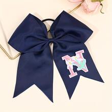 1pc Letter Print Big Bow Hair Scrunchie, 26 Letters A-Z Embroidered Polyester Girly Hair Accessory, Student Initial Letter Hair Tie - Multicolor - View 26