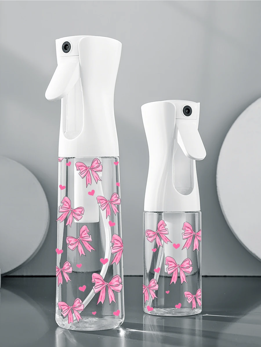Bow Decor Transparent PET Refillable Travel Spray Bottle, Multi-Purpose Fine Mist Sprayer Bottle, Suitable For Travel And Business, Can Be Used As Makeup Remover Spray, Reusable Hair Mist Bottle, Continuous Spray Bottle, Also For Hair Styling, Cleaning, Plant Misting And Facial Hydration - Multicolor - View 1