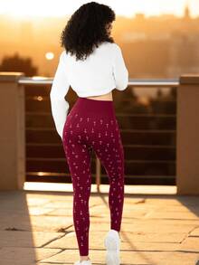 Set de 2 piezas Legging con estampado a cuadros de talle alto paquete de 2 pzas trendy Pantalones de Yoga - Naranja - Ver 3