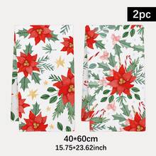 2 peças de toalhas de cozinha com estampa de poinsétia em aquarela minimalista, panos de prato de poliéster macio, adequados para decoração de cozinha, limpeza, decoração de festas de fim de ano, itens essenciais para cozinha e banheiro, decoração de casa, presente de inauguração - Multicolorido - Ver 3