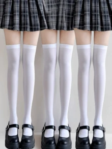 3 paia di calze a compressione ultra sottili e sexy da donna in stile Lolita, colori nero, bianco e beige, calze alte fino alla coscia, calze alla caviglia e calze sopra il ginocchio, confortevoli