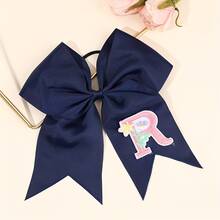 1pc Letter Print Big Bow Hair Scrunchie, 26 Letters A-Z Embroidered Polyester Girly Hair Accessory, Student Initial Letter Hair Tie - Multicolor - View 11