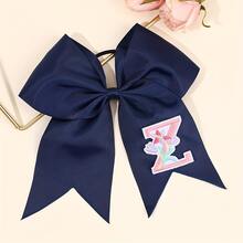 1pc Letter Print Big Bow Hair Scrunchie, 26 Letters A-Z Embroidered Polyester Girly Hair Accessory, Student Initial Letter Hair Tie - Multicolor - View 25