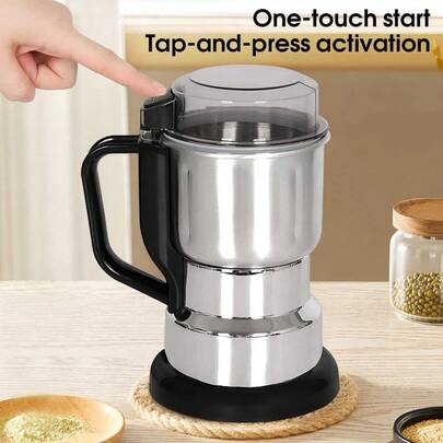 1pc High Capacity Electric Grinder, 304 Stainless Steel Blades, One-Touch Operation, Multi-Function Grinding Machine, Chinese Herbal Medicine Grinder, Universal Grain, Spice, Coffee & Herb Grinder, Precision Grinder, Coffee Bean Grinder, Food Processor, Portable Blender