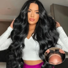 34 Inch Wear And Go Glueless Wigs Human Hair Pre Plucked Pre Cut 6x4 HD Human Hair Lace Wig Ready To Wear Body Wave Lace Front Wigs Human Hair For Women Beginners Friendly Natural Color - Natural Black - Xem 1