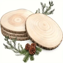 4 pezzi Fette di legno naturale, dischi di legno tondi grandi per artigianato, da dipingere a mano, per centrotavola, arti e mestieri, progetti fai-da-te, accessori per la pittura, omaggi per feste, decorazioni natalizie e decorazioni per la casa