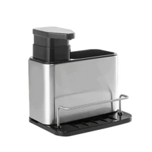 Detergent Holder Dispenser Liquid Soap Sponge Loofah Stainless Steel Drainer Organizer Kitchen Utensils Cutlery - Đen Z088 - Xem 5