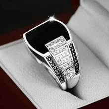 1pc Gold/Silver Alloy Men's Fashion Ring, & Versatile, High-Quality Thick Jewelry Gift, Charming Wedding Band For Men & Women - Silver - View 2