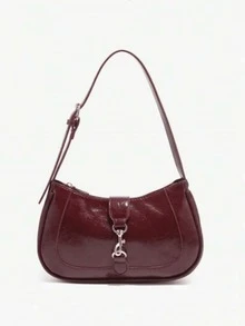 1个Novachic复古简约新月形可调节肩带手提包，适合约会、外出、派对等场合。 - 紅色 - 查看 1