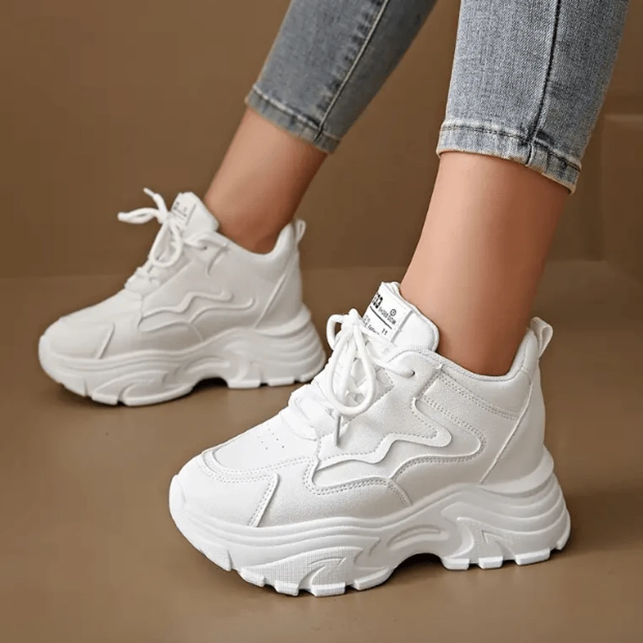 Women's Increased Height Retro Chunky Sneakers, Spring/Autumn 2025 New Fashion Sneakers, Versatile Platform High Heels, Suitable For Petite Women