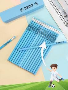 12支/套 可定制姓名印花粉蓝铅笔，个性化铅笔，适合小学生，学校书写考试礼物，教师礼物，返校礼物，派对礼品，生日礼物，企业礼品，优雅定制铅笔，送给他的礼物，送给朋友的礼物，可定制教师铅笔，现代，可爱，适合作为生日礼物 - 彩色 - 查看 2