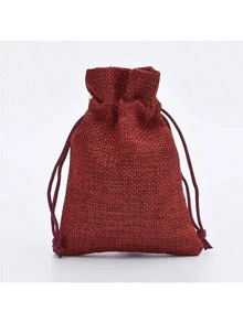 10/20/30/50 件圣诞红和绿色亚麻抽绳礼品袋 - 耐用、天然纤维袋，适用于婚礼、派对、生日等 - 非常适合糖果、巧克力、珠宝和礼品、婚礼回礼 | 天然纤维袋 | 耐用礼品袋、亚麻礼品袋 - 彩色 - 查看 4