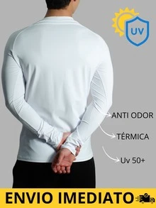 Men's Second Skin Thermal Polyamide Long Sleeve Anti-Odor UV50+ Protection Raglan Gym Training Running T-Shirt - 白色 - 查看 3