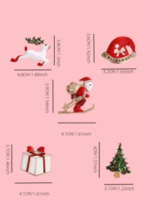 1 件卡通圣诞系列金属胸针，圣诞老人、圣诞树、圣诞帽、驯鹿、圣诞礼盒形状，可自由组合，增添节日气氛，理想的派对礼物，送给朋友和家人的完美礼物