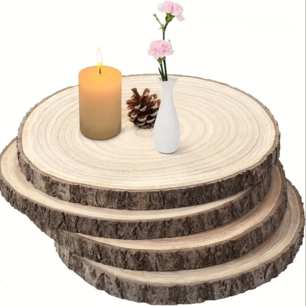 4 pezzi Fette di legno naturale, dischi di legno tondi grandi per artigianato, da dipingere a mano, per centrotavola, arti e mestieri, progetti fai-da-te, accessori per la pittura, omaggi per feste, decorazioni natalizie e decorazioni per la casa
