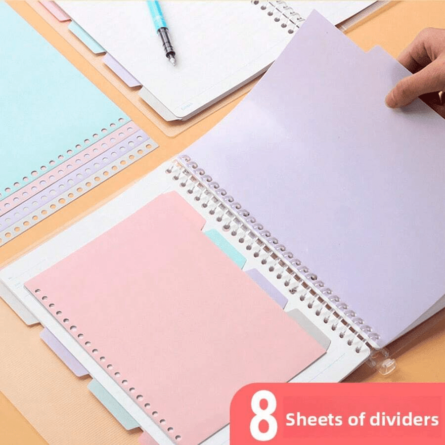 8pcs/Set Loose Leaf Divider Pages, Colored Separation Sheets For Notebooks, Diaries, Planners - Pink, Purple, Green, Blue - Learning Supplies, Back To School, Office Stationery, Birthday, Thanksgiving Gifts, School Prizes And Rewards