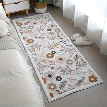 1pc Wabi-Sabi Style Vintage Floral Runner Rug, Warm Brown Leaf Print Long Hallway Carpet, Runner Rug, Area Rug, Doormat, Home Decor, Living Room Area Rug, Living Room Home Decor, Room Decor, Plush Rug, Fuzzy Rug, Autumn/Winter Rug, Thick/Fluffy, Washable Carpet - Multicolor - View 2