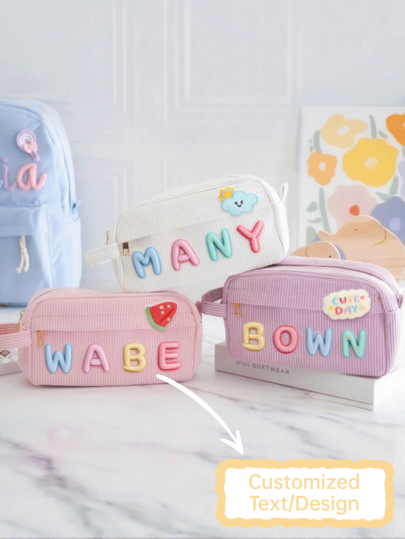 Personalized Pencil Case, Custom Makeup Bag, Back To School Gift, Girls School Supplies, Monogram Pencil Bag, Girls Birthday Gift,Travel Toiletry Bags, Cosmetic Bag, Gift Pouch, Bridesmaid Gift