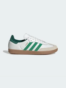 Adidas Originals Adidas Samba OG Premium Sneakers, Timeless Retro Trainers In Fall Tones, Leather & Suede Construction, Low-Top Casual Sneaker For Outdoor, Sports, Sambas For School And Work, Daily Shoes For Skate Outfit - 核心白色/綠色/學院綠色 - 查看 1