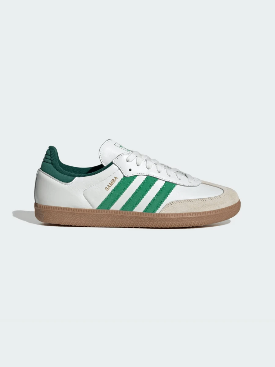 Adidas Originals Adidas Samba OG Premium Sneakers, Timeless Retro Trainers In Fall Tones, Leather & Suede Construction, Low-Top Casual Sneaker For Outdoor, Sports, Sambas For School And Work, Daily Shoes For Skate Outfit - 核心白色/綠色/學院綠色 - 查看 1