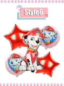 5pcs/Set Paw Patrol Theme Party Foil Balloon Set (Chase/Rubble Characters), Suitable For Birthday Decoration, Christmas Decor, Home Gifts, Christmas Ornaments - Multicolor - View 22