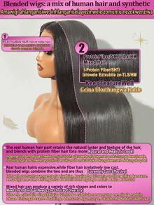 34英寸挑染波浪卷蕾丝前假发，混合发丝，预先拔毛，自然发际线带婴儿绒毛，200%密度，挑染波浪卷前假发，真人混纺发丝，13x4蜂蜜金波浪卷蕾丝前假发，适合日常佩戴 - S4/27 - 查看 6