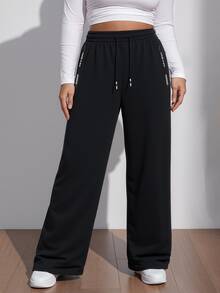 Plus Size Women Loose Casual Pants, Straight Leg Trousers For Daily Wear, Suitable For Spring, Autumn And All Seasons