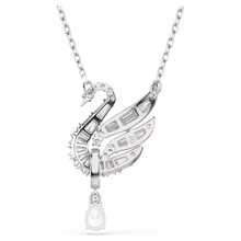 SWAROVSKI SWAN 新款維也納白色天鵝項鍊女鎖骨鍊女送母親送女友送愛人生日禮物開學禮物聖誕禮物結婚禮物 - 白色 - 查看 3