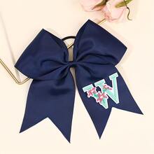 1pc Letter Print Big Bow Hair Scrunchie, 26 Letters A-Z Embroidered Polyester Girly Hair Accessory, Student Initial Letter Hair Tie - Multicolor - View 18