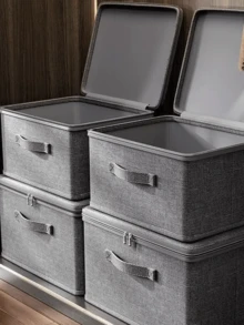 1件防尘灰色折叠收纳透气防尘储物盒大容量衣柜收纳盒带盖可容纳衣服袜子连衣裙毛毯内衣文胸可折叠衣柜收纳盒衣物分类整理器适用于居家卧室更衣室出差学校宿舍酒店打包必需品 - 彩色 - 查看 6