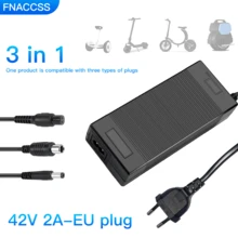 42V 2A Elektroroller Ladegerät, kompatibel mit 36V Lithium-Ionen Batterien, geeignet für Jetson, Razor, Swagtron, Bird, Gotrax, Segway, mit 3 Ladeanschlüssen: 2,5mm/2,1mm DC, 5,5mm DC und 12mm 3-poliger Flugzeugstecker, Universalspannung 100-240V
