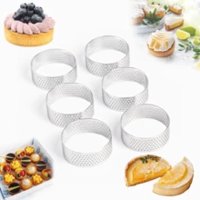 6pcs Stainless Steel Tart Rings Baking Molds For French Desserts & Mousse, Pastry Tools For Home & Commercial Bakery, Ideal For Valentine's Day, Parent-Child Baking Classes, Family DIY, Wedding & Graduation, Kitchen Gadgets & Accessories - 6件 - 查看 13