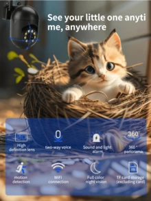 closeli 1pc Indoor/Outdoor Home Security Camera, 8-Light Bulb Camera, 1080P HD, Night Vision, Remote Mobile Viewing, 360° Full View, Suitable For Family Protection, Pet Monitoring, Home Surveillance, With Motion Detection, Two-Way Audio, Siren Alarm, TF Card Storage, WiFi Connection For Mobile & PC - Multicolor - View 9