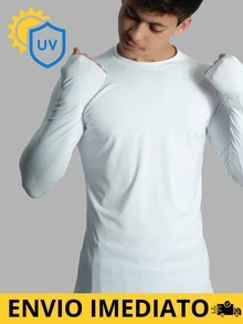 Men's Second Skin Thermal Polyamide Long Sleeve Anti-Odor UV50+ Protection Raglan Gym Training Running T-Shirt - 白色 - 查看 2