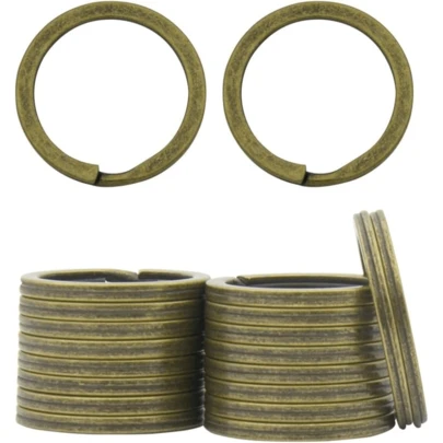 20 Pack Key Ring Keychain 1 Inch 25mm Diameter Metal Flat Split Key Chains Rings For Home Car Dog Tag Office Lanyards Keys Attachment Black