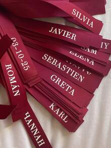 1/5/10 buc Panglică de satin personalizată cu text - 2,5 cm x 65 cm, Imprimeu personalizat cu nume, Finisaj satinat - Excelentă pentru aranjamente de masă din sticlă pentru nunți, Cadouri pentru petreceri de mireasă, Etichete pentru petreceri de burlăcițe - Potrivită pentru mirese, miri, planificatori de nunți, organizatori de petreceri - Etichete cu nume, Panglică pentru împachetat cadouri, Decor pentru agățat mireasă, Accesoriu de nuntă, Etichete cu nume, Etichete pentru invitați la nuntă, Panglici pentru agățat mireasă, Dragoste pentru totdeauna - Normal - Vizualizare 7