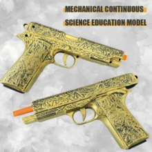 Soft Bullet Gun Toy Pistol With 100 Bullets, 12 Shells, And 2 Magazines New Toy Gun Pistol Hollow Hanging Machine, Outdoor Sports Shooting Game - Vàng - Xem 3
