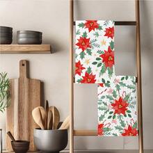 2 peças de toalhas de cozinha com estampa de poinsétia em aquarela minimalista, panos de prato de poliéster macio, adequados para decoração de cozinha, limpeza, decoração de festas de fim de ano, itens essenciais para cozinha e banheiro, decoração de casa, presente de inauguração - Multicolorido - Ver 7
