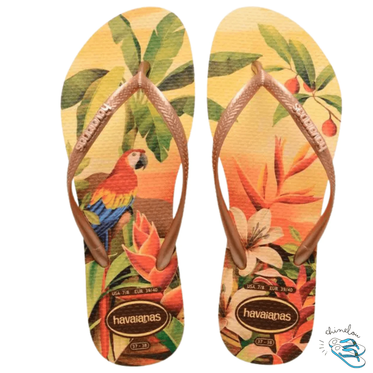 Havaianas Slim Tropical Summer Floral Delicate Women's Original Flip-Flop Sandal - Vàng/Cajá - Xem 1