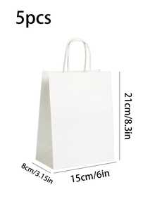 20 pezzi Sacchetti di carta kraft pura bianca, sacchetti della spesa in carta kraft, sacchetti regalo in carta kraft, sacchetti regalo per compleanni, sacchetti con manici, adatti per piccole imprese, shopping, al dettaglio, feste, merci, regali (sacchetti regalo stagionali per Natale, Ognissanti, Ritorno a Scuola) - Bianco - Visualizzare 5